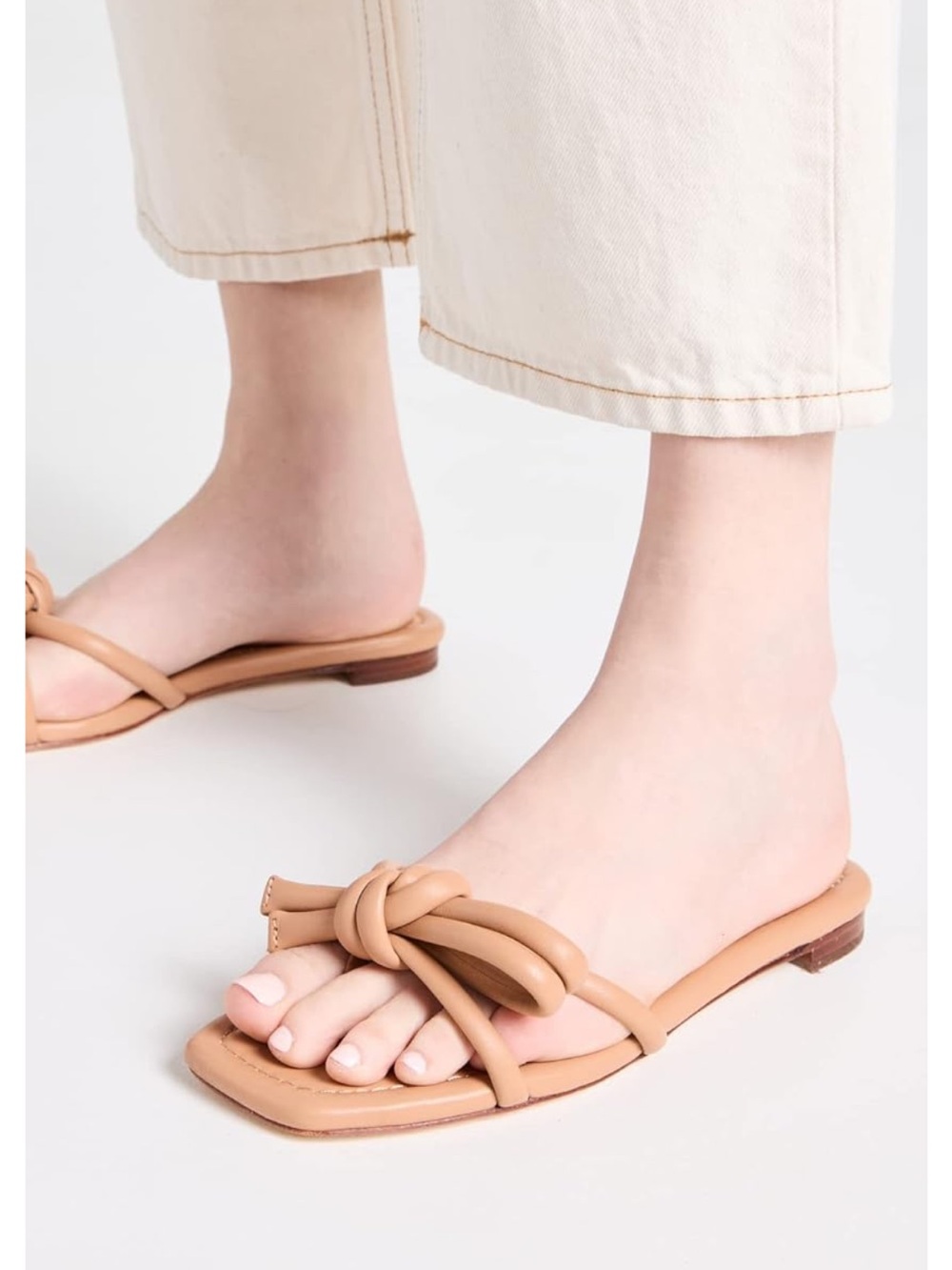 Loeffler Randall Hadley Leather Bow Flat Sandals